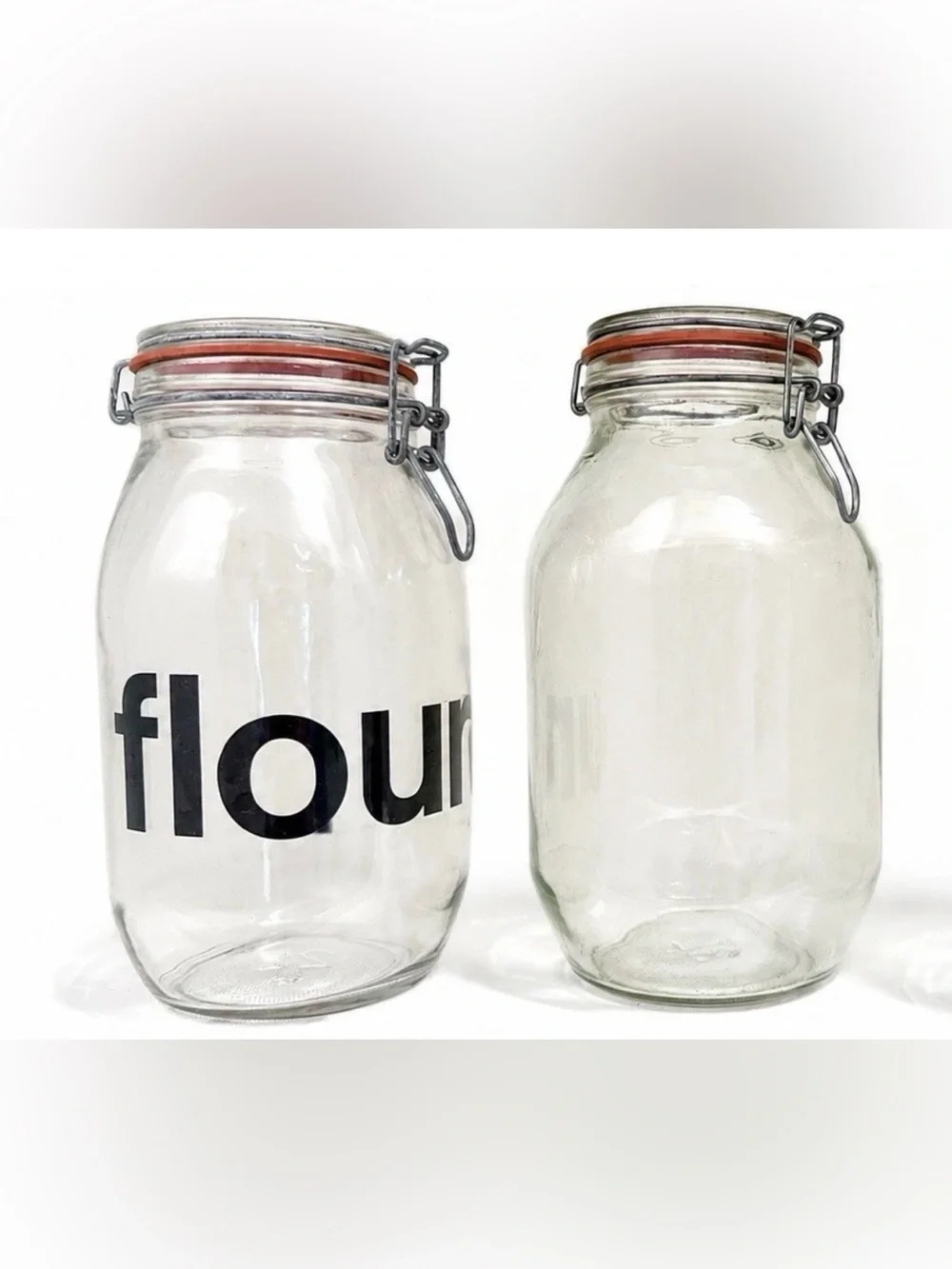 Vintage Glass Clamp Lid Canisters | Set of 2| Airtight Kitchen Storage Jars